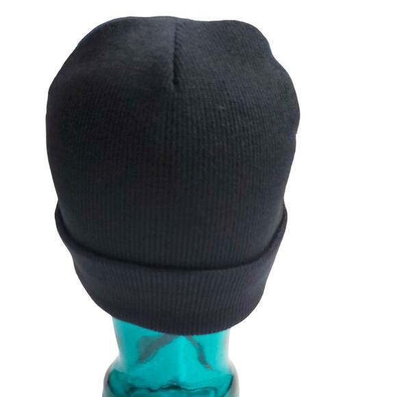 Black Embroidered Wave Beanie Hat | Size OS - Picture 4 of 4